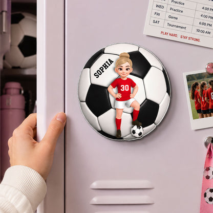 Custom Cartoon Soccer Acrylic Fridge Magnet With Ball, Creative Gift for Son, Daughter or Grandkid