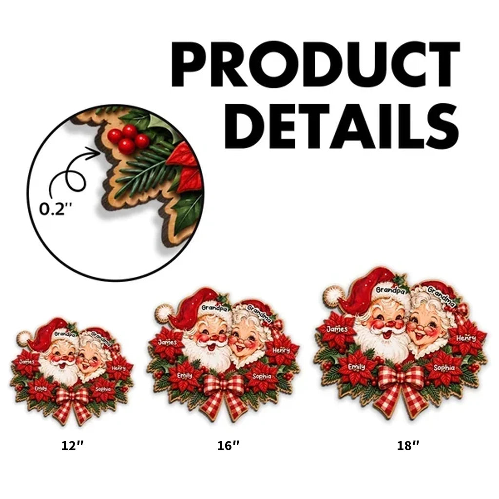 Personalized Wooden Sign with Smiling Grandparents, Vintage Christmas Decor, Unique Gift for Grandparents