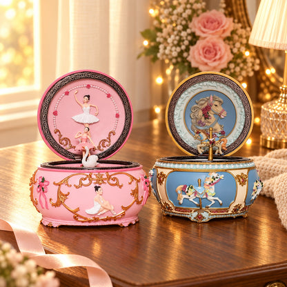 Custom Ballerina Music Box & Carousel Keepsake, Personalized Pink and Blue Musical Gift for Girls, Daughter, Granddaughter and Ballet Lovers