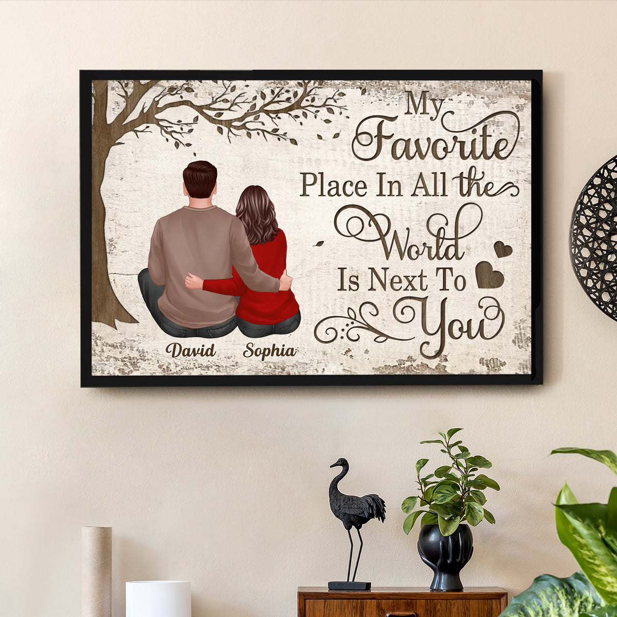 Personalized Poster/Canvas - My Favorite Place In All the World Is Next To You - Valentine's Day Gift for Couples