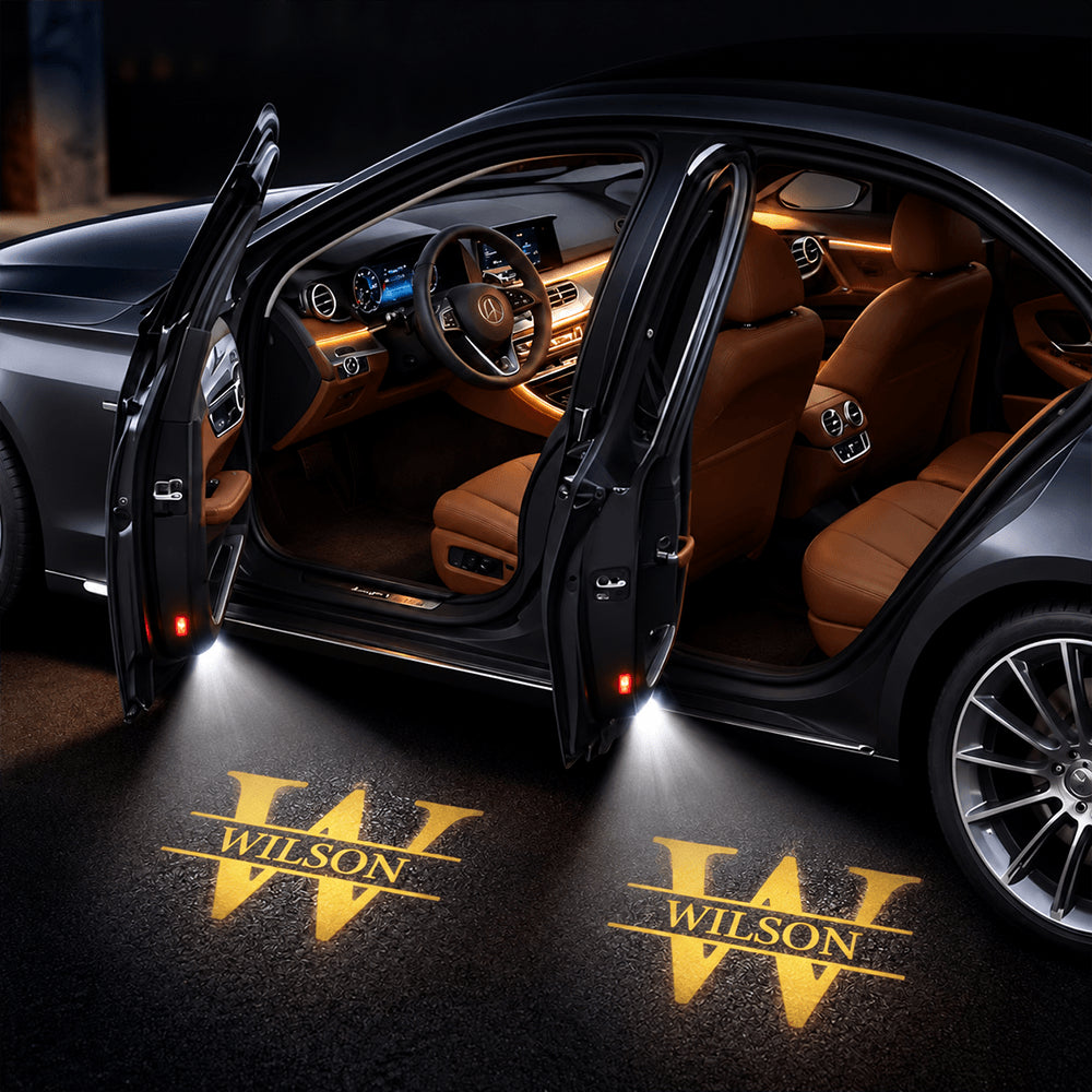 Personalized Car Door Projector Lights, Warm Gold Welcome Projection for Nighttime Entry, Creative Gift for Drivers