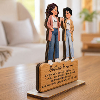 Personalized 2-Layer Wooden Plaque, Pinky Promise Friends Forever, Unique Gift for a Close Friend