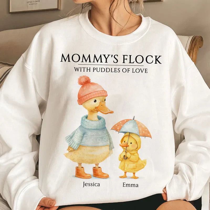 Classic Tee with Cute Ducks in Raincoats Nanny's Flock - Personalized Gift for Grandma That Feels Like Family