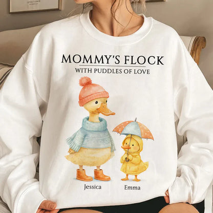 Classic Tee with Cute Ducks in Raincoats Nanny's Flock - Personalized Gift for Grandma That Feels Like Family
