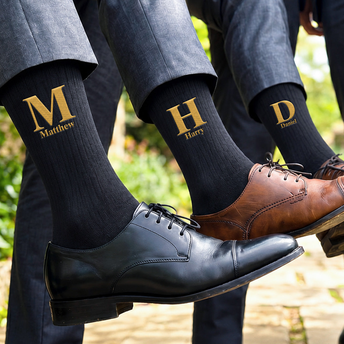 Embroidered Cotton Socks with Custom Monogram, Dress Shoe Styling, Creative Gift for Dad or Husband