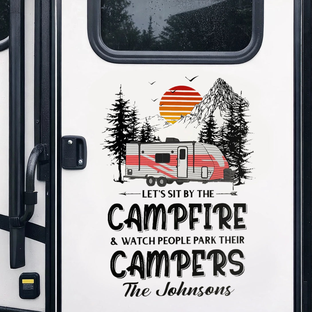 Personalized Sticker Decal RV Campfire Quote with Sunset Mountains, Un ...