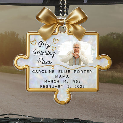Custom Photo Acrylic Ornament with Puzzle Piece Tribute, Missing-You Keepsake Display, Unique Gift for Family