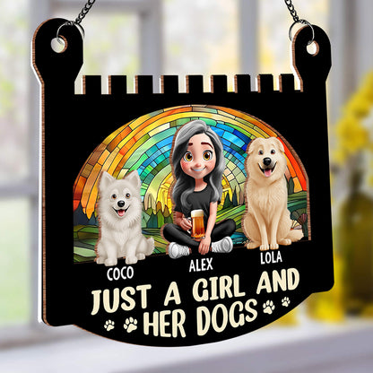Personalized Girl & Dog Acrylic Ornament - Custom Wood Layered Gift