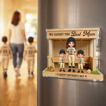 Personalized Acrylic Magnet Baseball Dugout Best Mom Design - Unique Mother's Day Gift for Baseball Mom