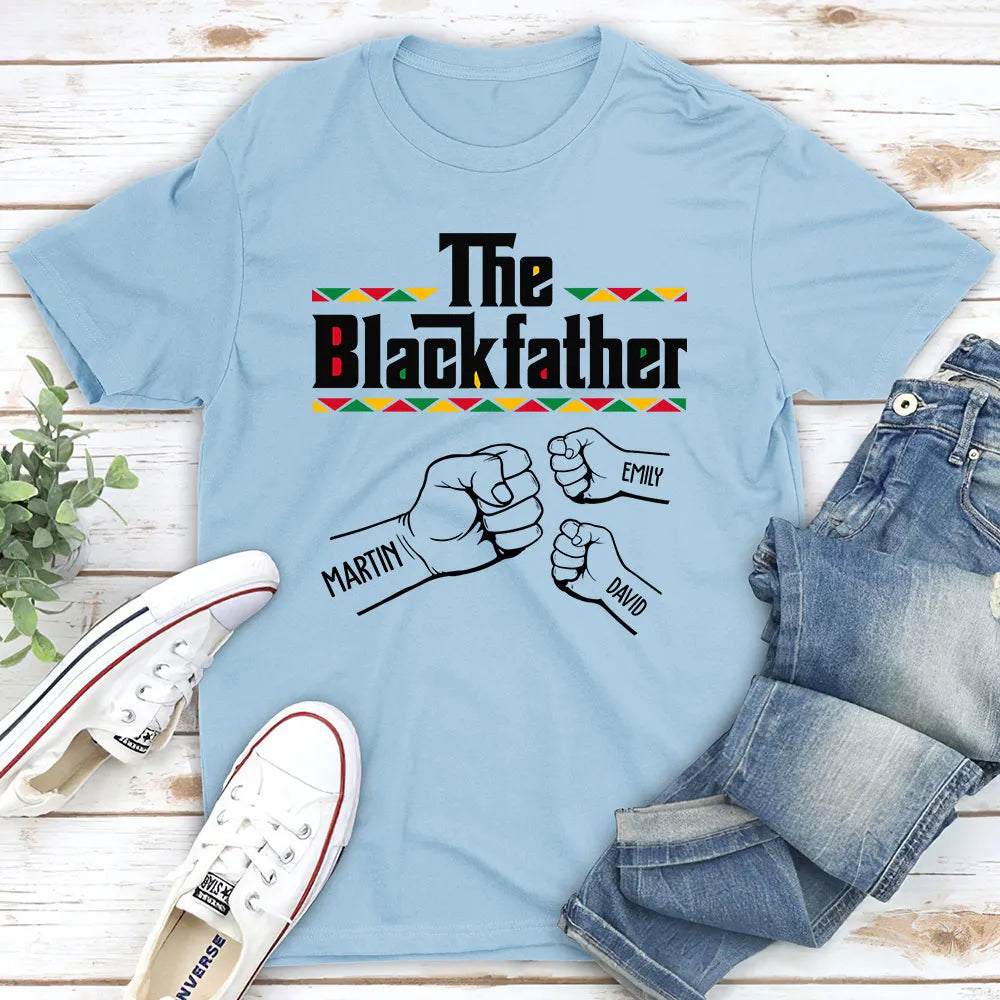 Personalized The Blackfather Classic Tee with Fist Bump Family Graphic - Unique Father's Day Gift for Dad