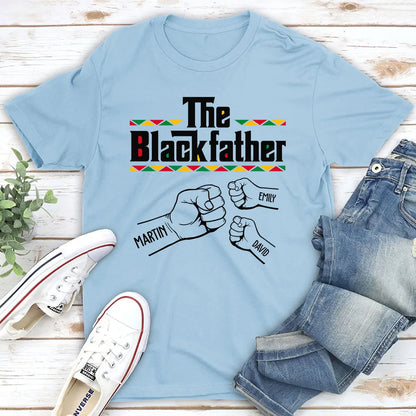 Personalized The Blackfather Classic Tee with Fist Bump Family Graphic - Unique Father's Day Gift for Dad
