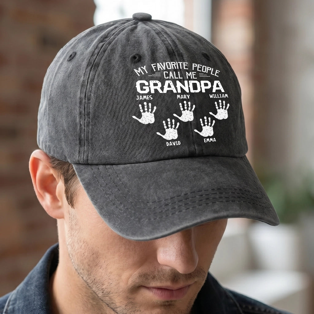 Heartwarming Custom Grandpa Gear - Personalized Kids Handprint Design with Names - The Ultimate Gift for Him
