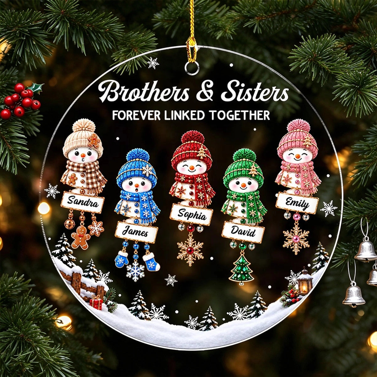 Personalized Acrylic Ornament, Brothers & Sisters Forever Linked Together, Creative Christmas Gift for Siblings