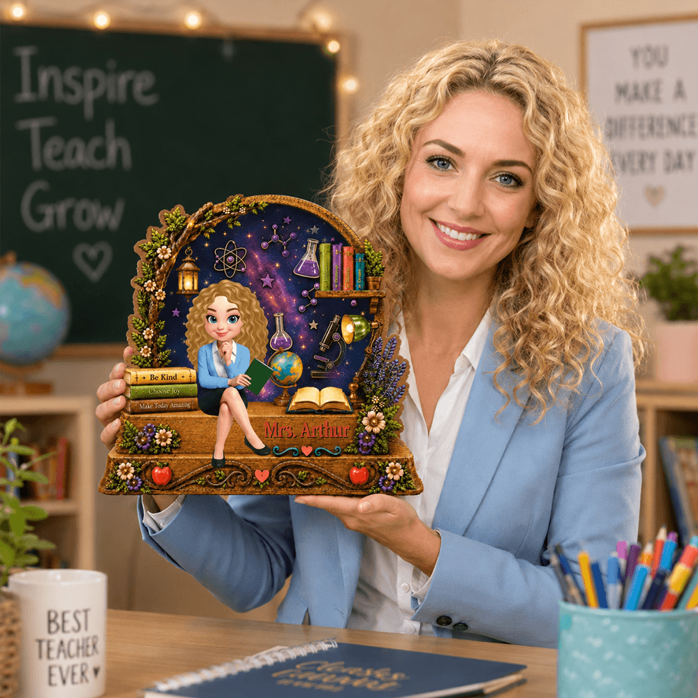 Personalized Teacher Wooden Plaque with Custom Name, Choose from Multiple Subject Themes, Unique Teacher Appreciation Gift