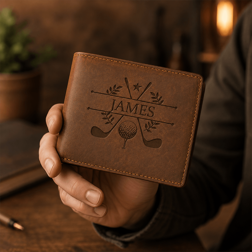 Personalized Engraved Men’s Wallet, Custom Monogram & Name Bifold Wallet, Father’s Day or Birthday Gift for Him