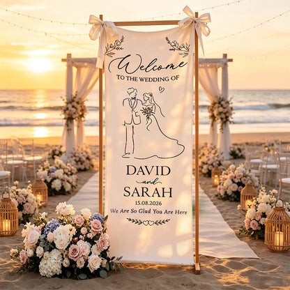 Personalized Welcome Banner, Custom Wedding Sign for Couple, Garden Ceremony Unique Gift