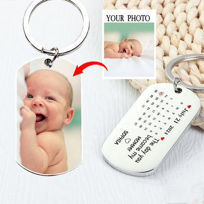Mommy's Milestone - Custom 'The Day You Became My Mommy' Photo Calendar Keychain - A Personalized Keepsake