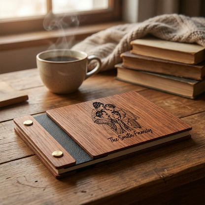 Personalized Wooden Memory Book with Custom Photo Cover, Family Keepsake Album Gift for Parents & Grandparents