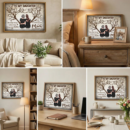To My Daughter Personalized Poster, Back Hug Under Tree of Life, Heartwarming Keepsake Wall Art, Unique Mother's Day Gift