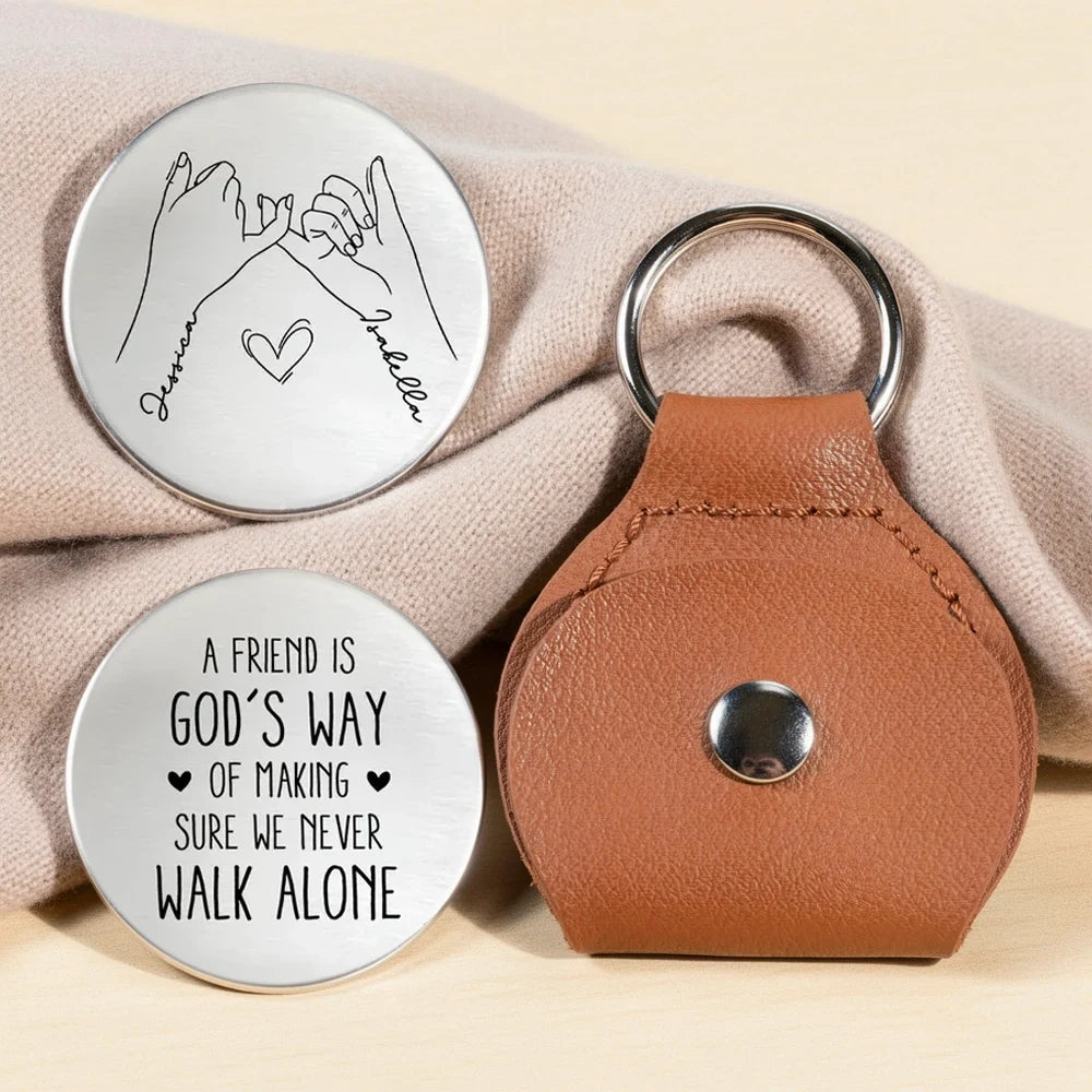 Never Walk Alone Personalized Pocket Hug, Love Token with Pinky Promise Hands, Creative Gift for Friend or Partner