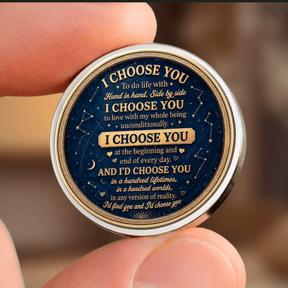 Custom Name Pocket Hug Token for Her, Romantic “I Choose You” Keepsake Keychain, Birthday or Anniversary Gift for Wife