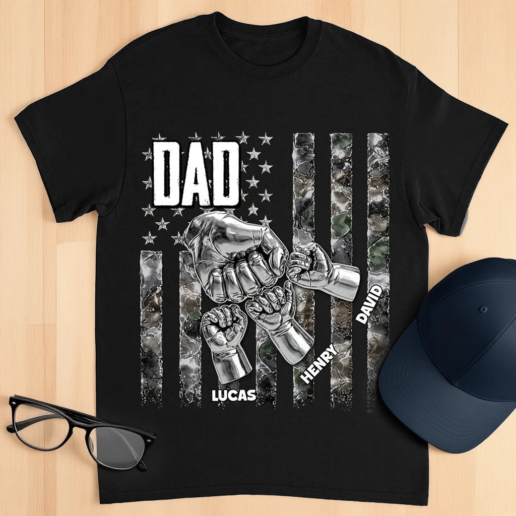 Personalized Dad Fist Bump Classic Tee, Unique Patriotic Gift for Dad With Bold Family Pride