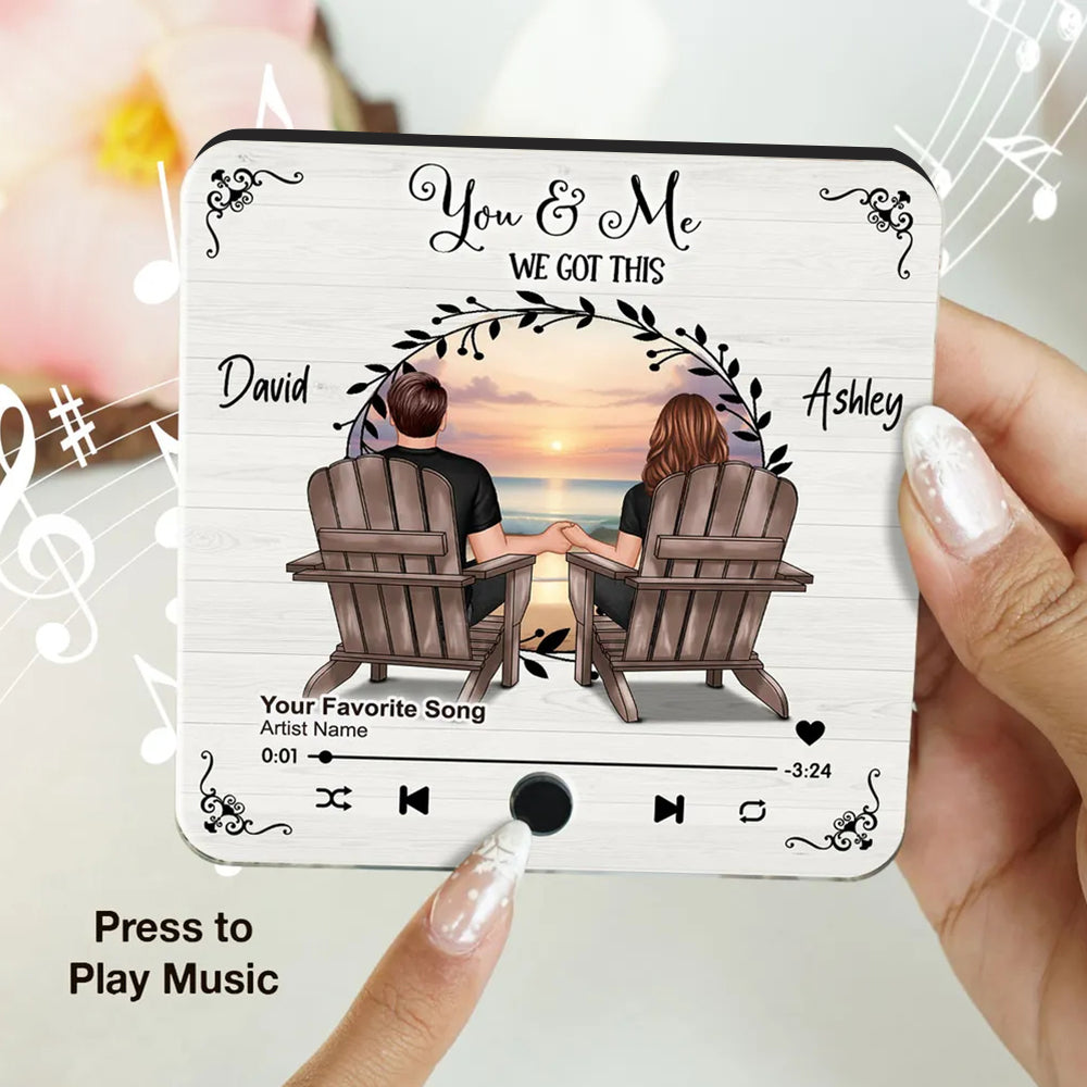 Romantic Fridge Magnet for Couples – Customized Names, Song, and Scenic Design