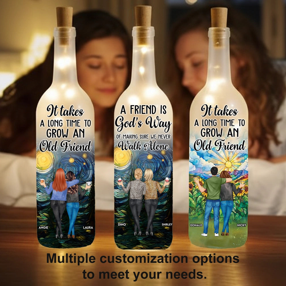 Bottle Lamp with Friendship Theme, Clear Smooth Finish, Sentimental and Surprise Gift for Best Friend