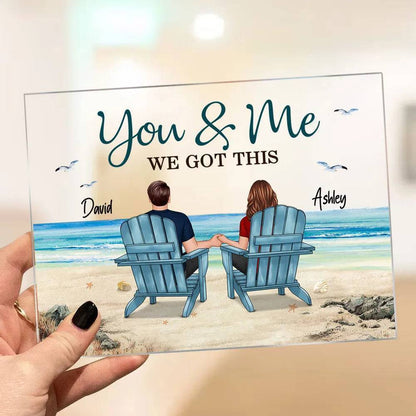 Seaside Memories - Personalized Vintage Beach Couple Acrylic Plaque - A Timeless Anniversary Gift for Him & Her