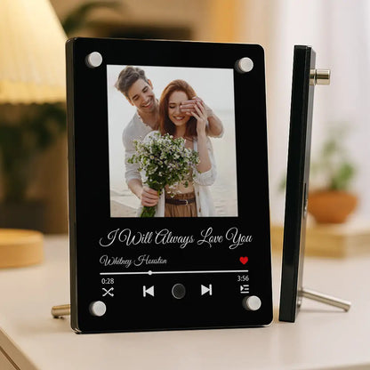 Custom Anniversary Acrylic Music Frame – Date, Names, and Photo with Favorite Song Display