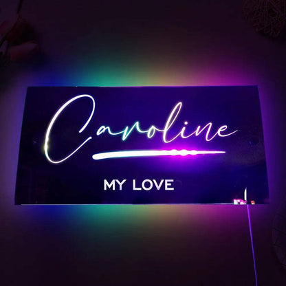 Personalized Affirmations Mirror - Light Colorful - Bedroom Lamp - Custom Name