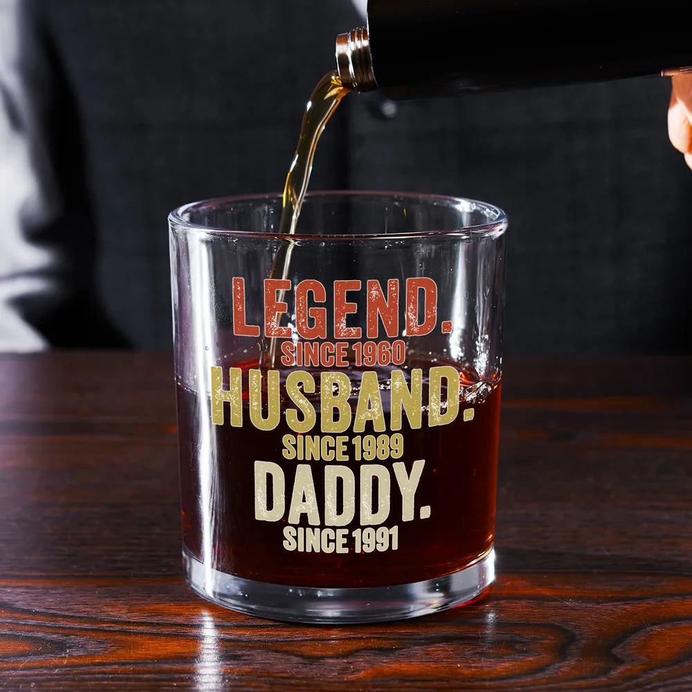 Legend Husband Dad Grandpa Whiskey Glass, Personalized Custom Gift for Dad or Grandpa for a Proud Pour at Home