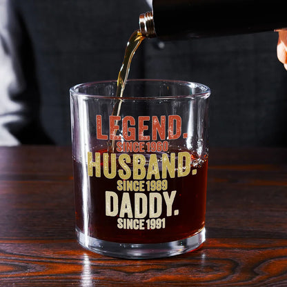Legend Husband Dad Grandpa Whiskey Glass, Personalized Custom Gift for Dad or Grandpa for a Proud Pour at Home