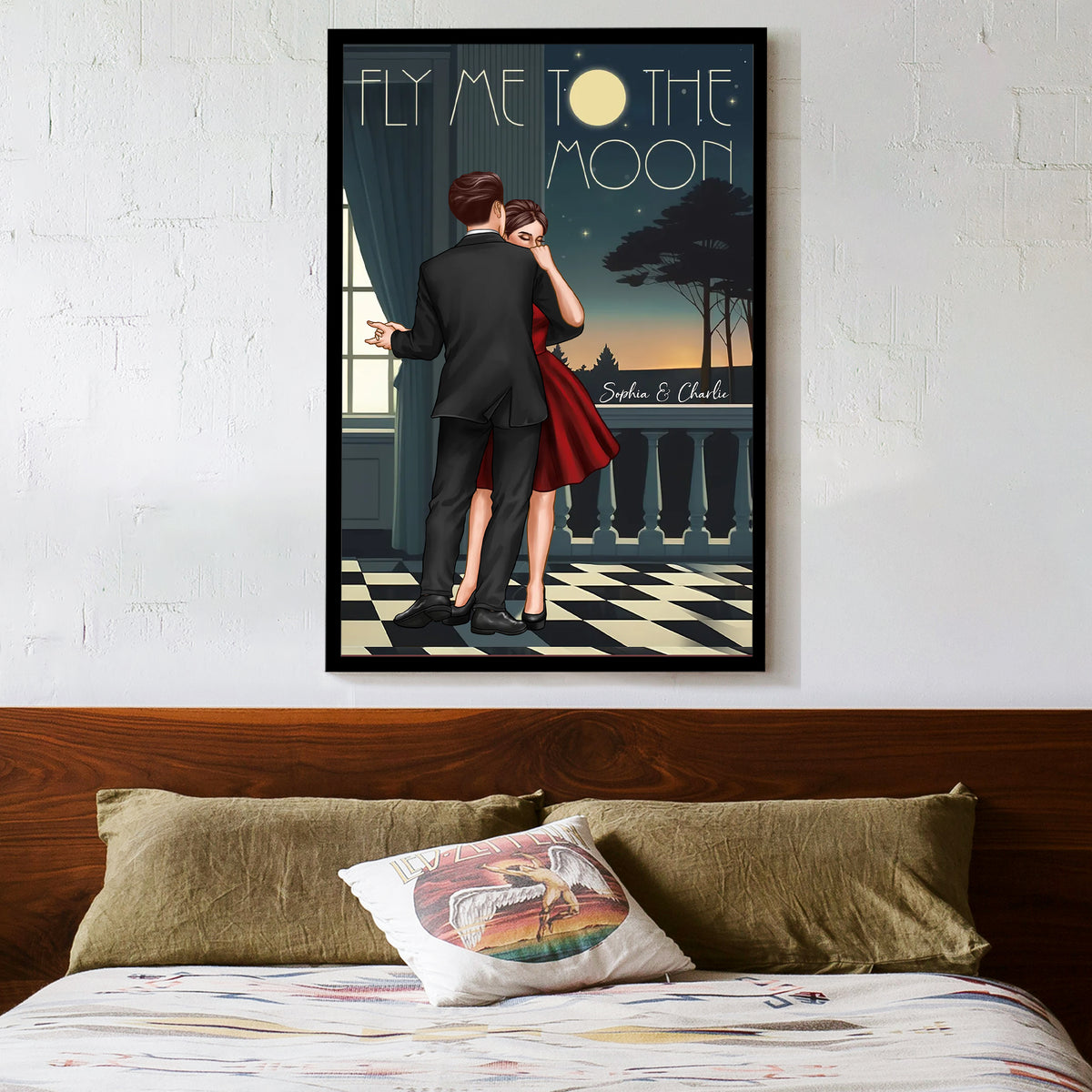 Celebrate Your Love and Passion for Dance - Couple Dancing In Moonlight Couple Anniversary Gift Valentine's Day Gift Personalized Poster