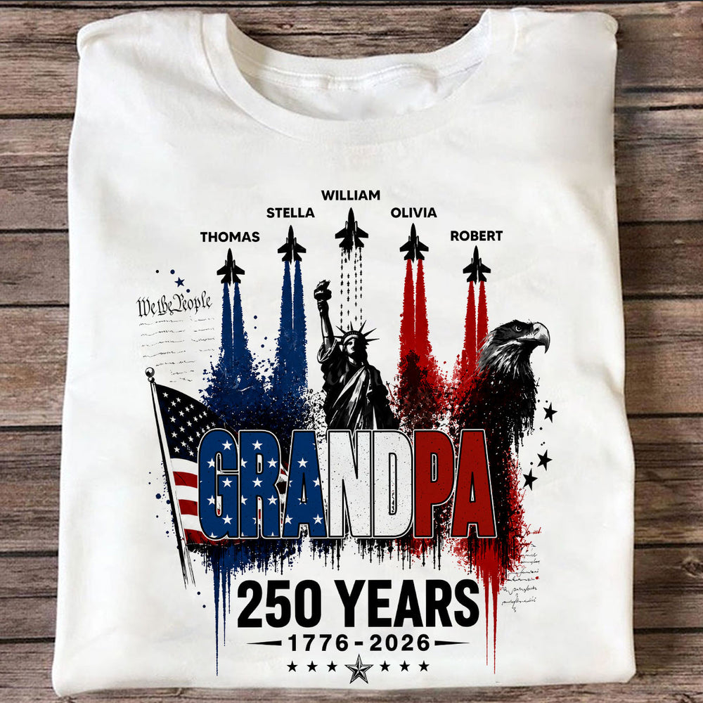 Patriotic Jet Fighter Classic Tee, Personalized Grandpa America Pride Unique Gift for Father's Day