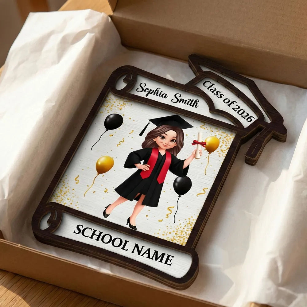 Class of Graduation 2-Layer Wooden Plaque Personalized Keepsake With C ...