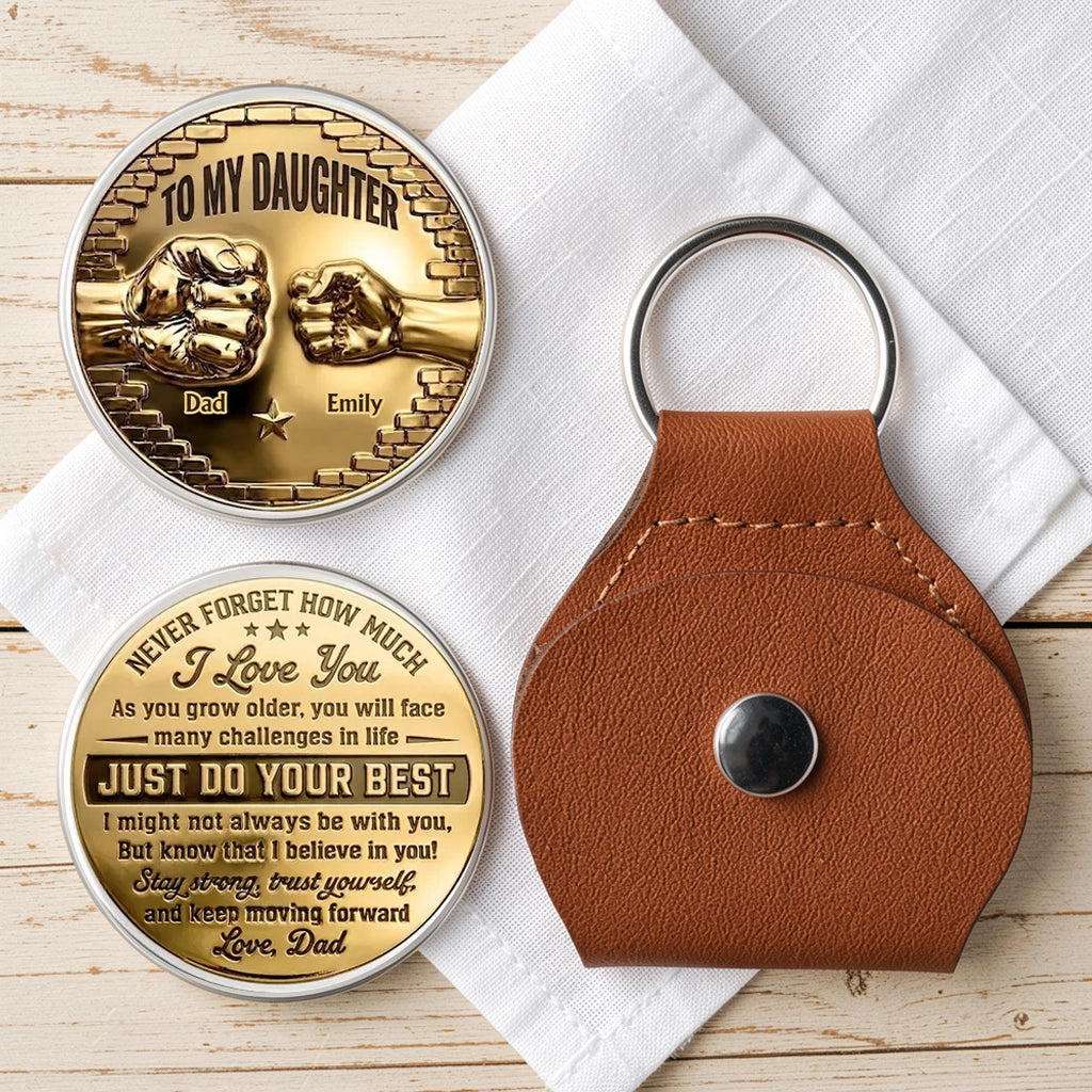 To My Daughter Pocket Hug, Custom Love Token with Encouraging Quote, Creative Gift She Can Carry