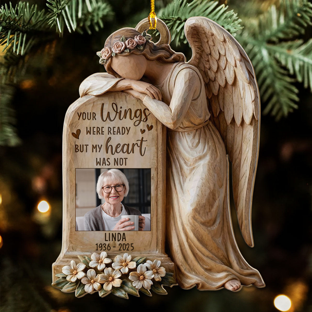 Personalized Wooden Ornament Memorial Angel Keepsake Gift for Loved One Remembrance & Gentle Comfort