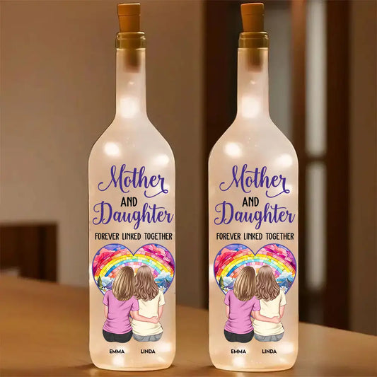 Personalized Bottle Lamp – "Mother and Daughters Forever Linked Together" Custom Light for Mom