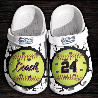 Softball And Baseball Personalized Name And Number Multicolor Clogs