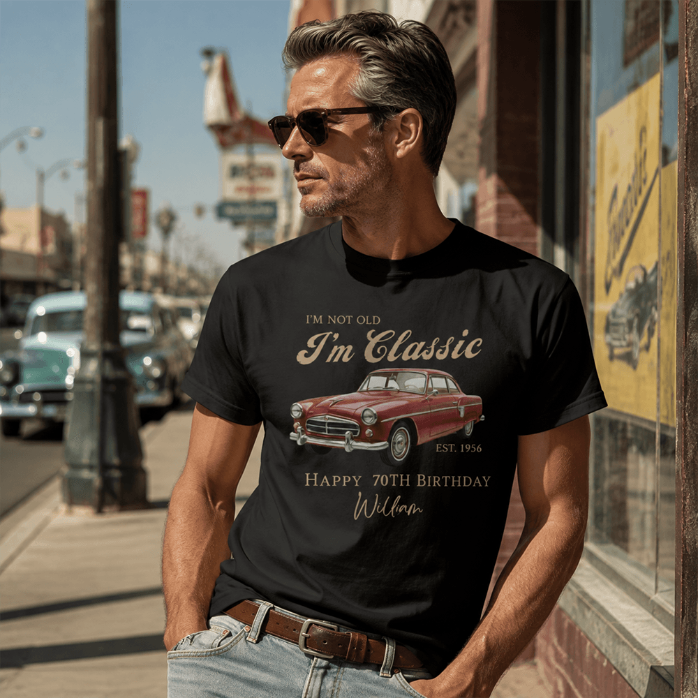 Personalized Classic Car Birthday Shirt, Custom Name & Year Vintage Tee, Gift for Dad, Grandpa or Car Lovers