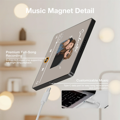 Personalized Photo & Song Music Fridge Magnet, Custom Playlist Gift for Sisters, Best Friends or Soulmates
