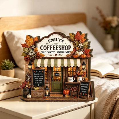 Thick Wooden Plaque, Simple Coffee Warm Hearts Fall Art, Creative Personalized Gift for Mom or Friend
