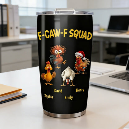 Personalized Insulated Travel Tumbler with Funny Chicken Squad Art, Keeps Drinks Hot or Cold, Unique Gift for Coffee Lovers