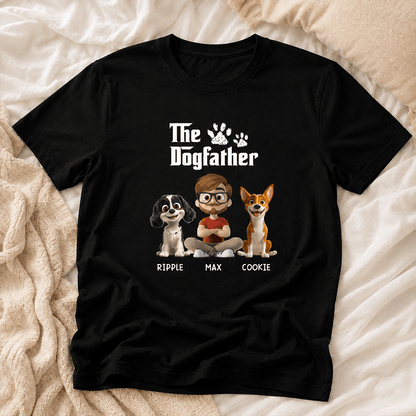 Custom Dog Dad Apparel, Personalized Dogfather Shirt for Pet Lovers, Funny Cartoon Dog Gift for Men, Dads & Husbands
