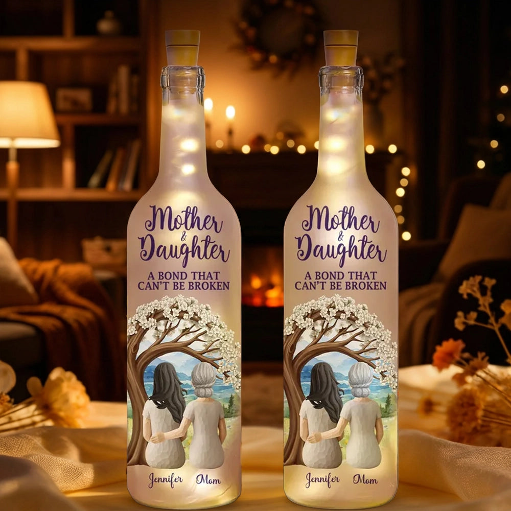 Mother & Daughter Bottle Lamp Personalized Keepsake Cozy Ambient Light for Nightstand A Thoughtful Unique Gift for Mom