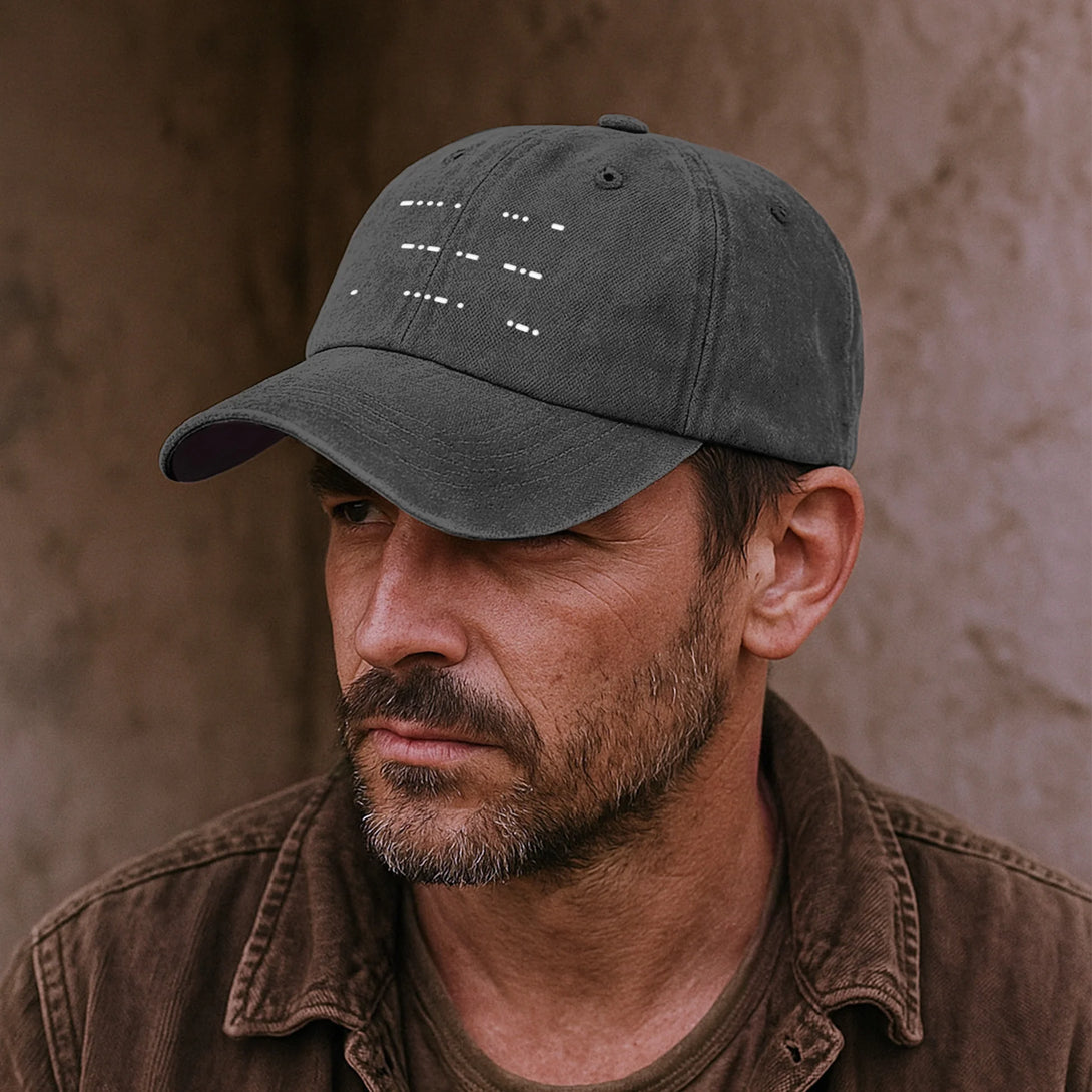 Personalized Washed Denim Baseball Cap with Morse Code Hidden Message ...