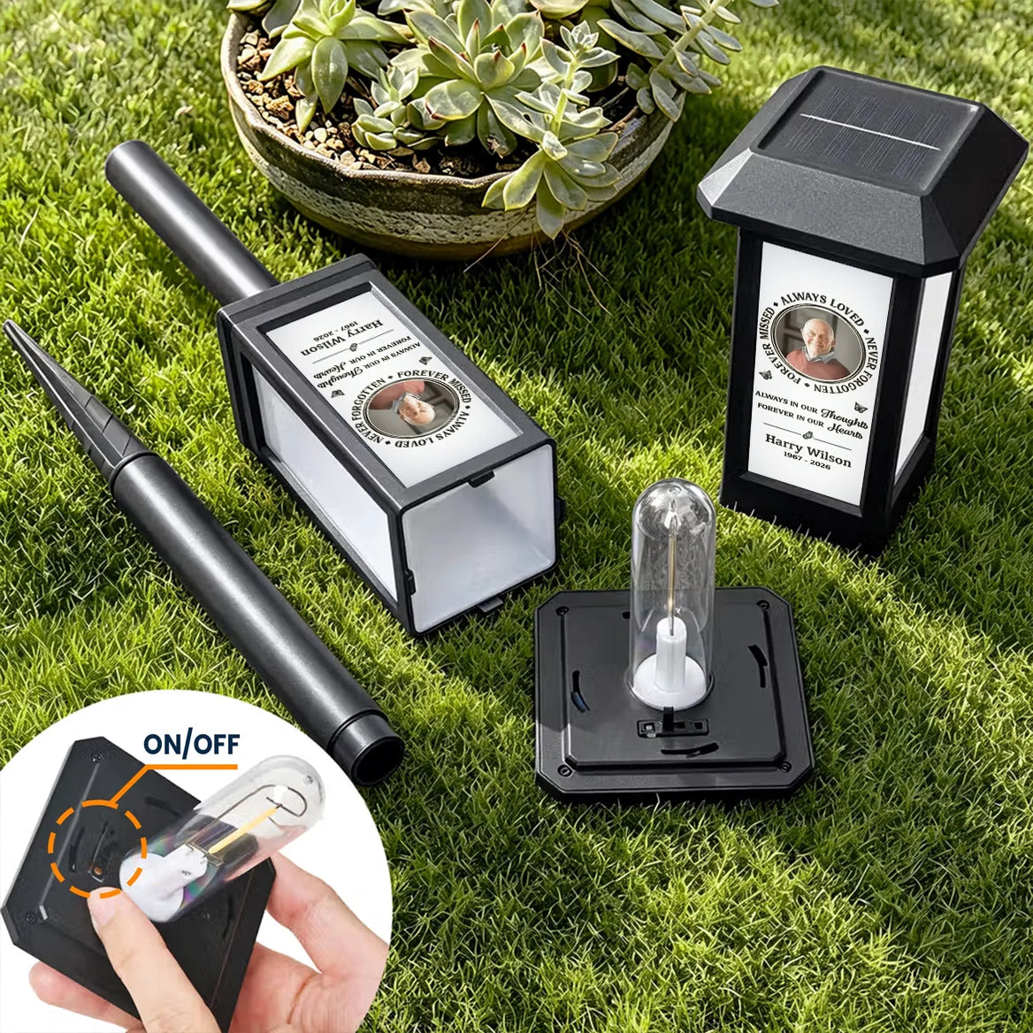 Personalized Solar Memorial Garden Light with Photo & Name, Remembrance Stake Light for Loved Ones