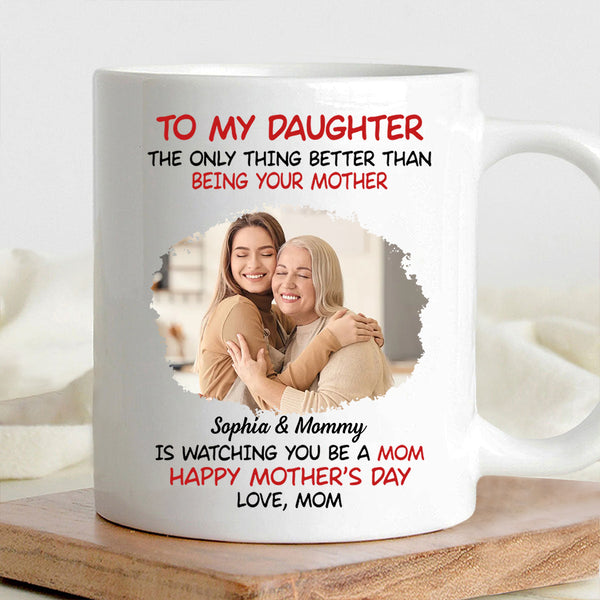 Mother's Day Exclusive Gift – Ceramic Mug, Poster, and Plaque Featuring Hugging Scene with 'To My Daughter, Happy Mother’s Day'