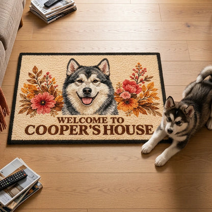 Standard Doormat with Personalized Dog Welcome Design, Creative Gift for Dog Lovers and a Warm Entryway
